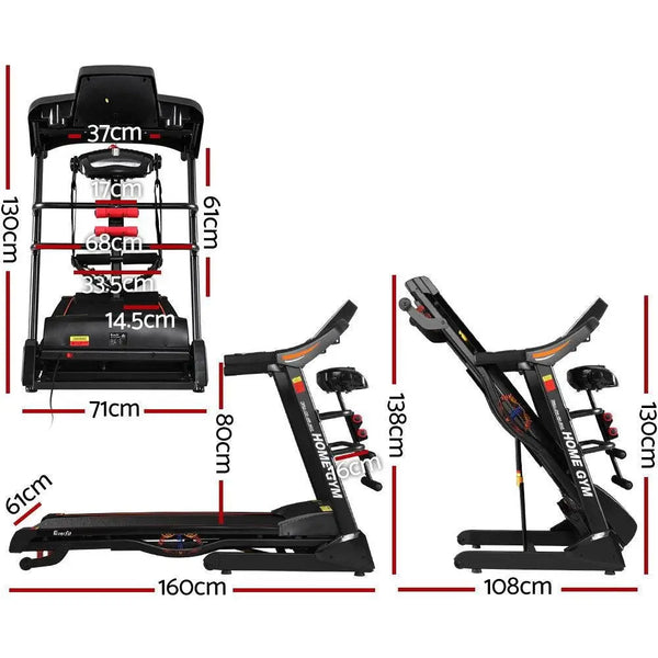 Everfit Electric Treadmill 480mm 18kmh 3.5HP Auto Incline Home Gym Run Exercise Machine Fitness Dumbbell Massager Sit Up Bar Deals499