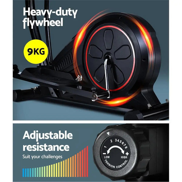 Everfit Elliptical Cross Trainer Exercise Bike Fitness Equipment Home Gym Black Deals499