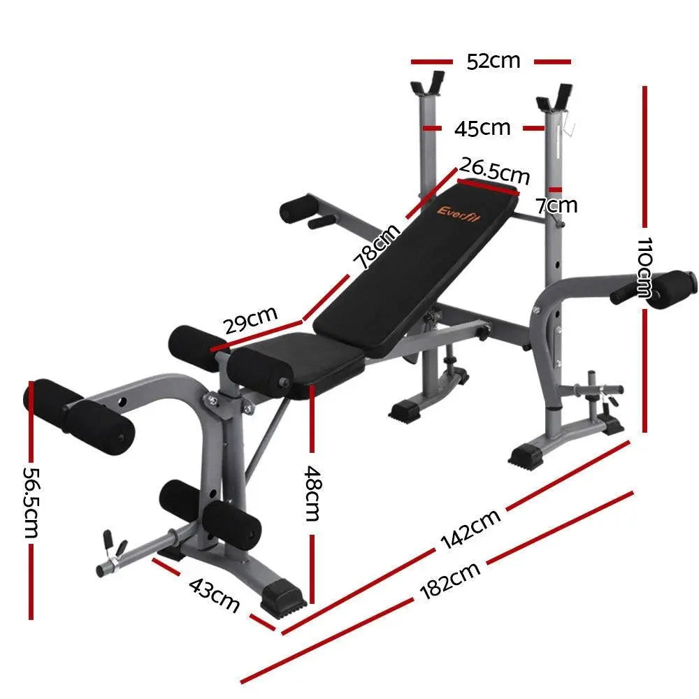 Everfit Multi Station Weight Bench Press Fitness Weights Equipment Incline Black Deals499