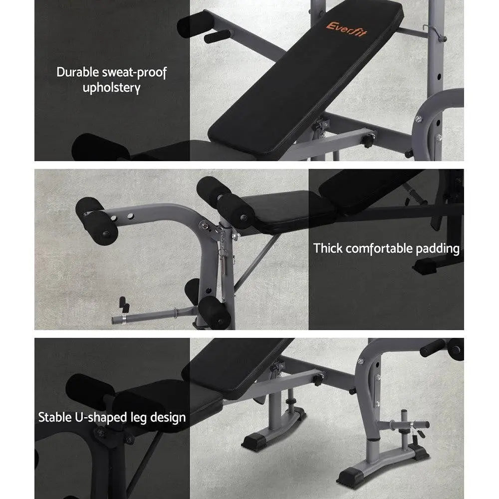 Everfit Multi Station Weight Bench Press Fitness Weights Equipment Incline Black Deals499