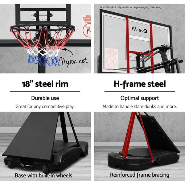 Everfit Pro Portable Basketball Stand System Ring Hoop Net Height Adjustable 3.05M Deals499