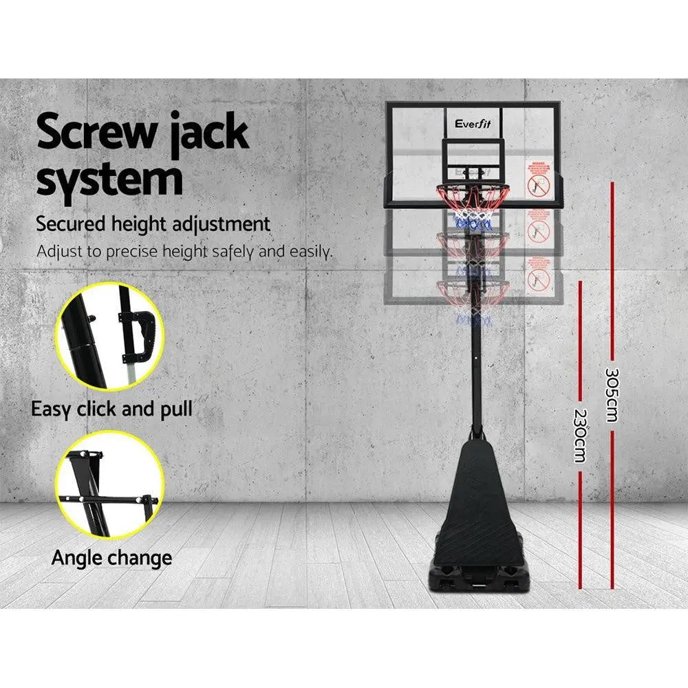 Everfit Pro Portable Basketball Stand System Ring Hoop Net Height Adjustable 3.05M Deals499
