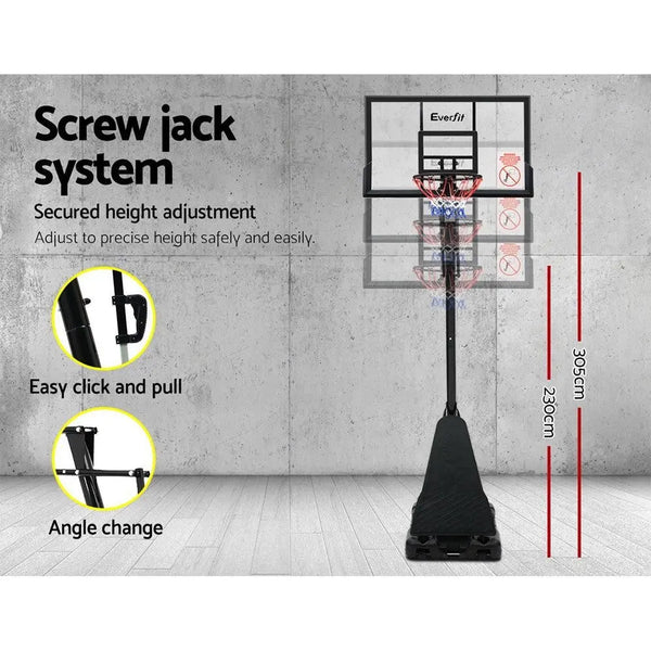 Everfit Pro Portable Basketball Stand System Ring Hoop Net Height Adjustable 3.05M Deals499