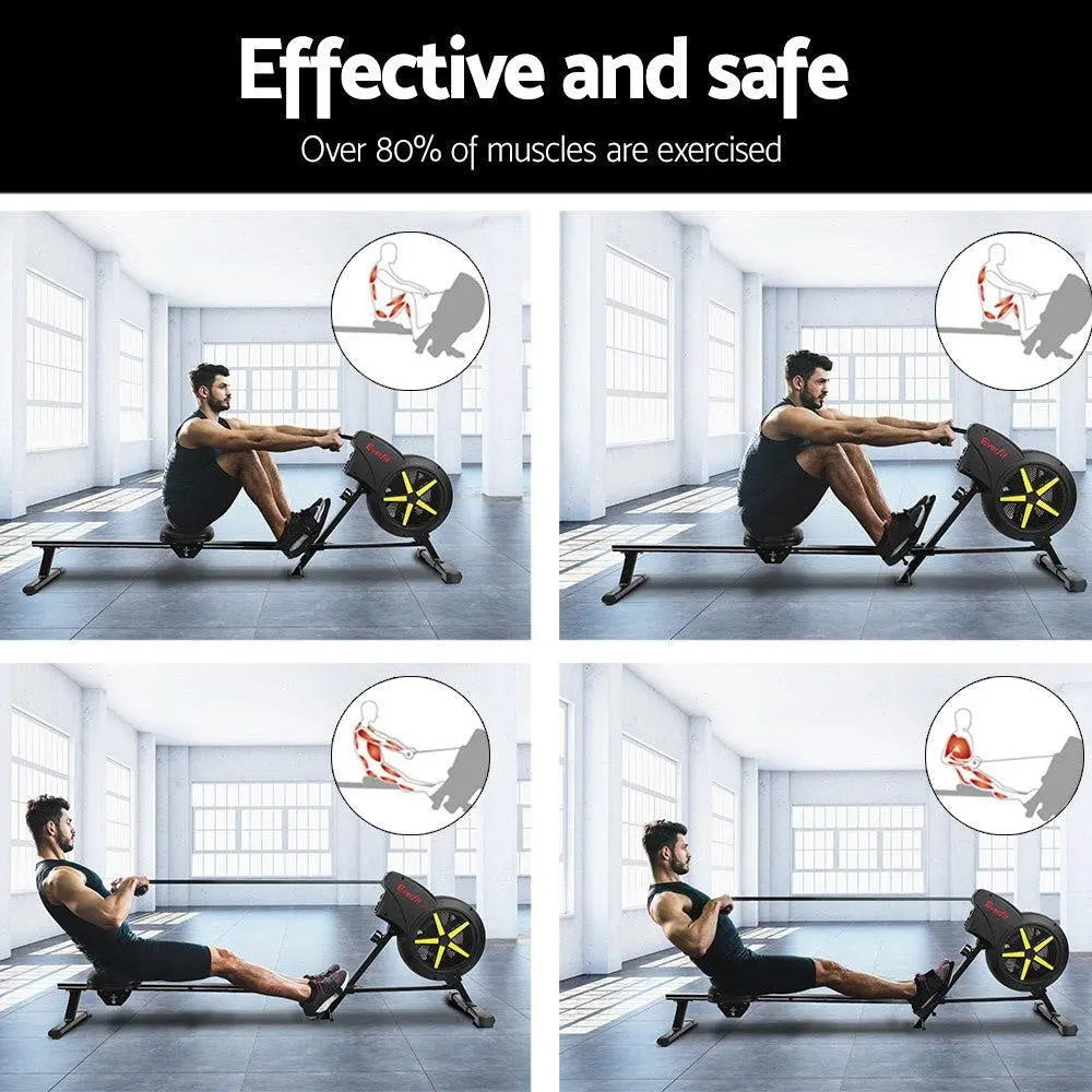Everfit Rowing Exercise Machine Rower Resistance Fitness Home Gym Cardio Air Deals499
