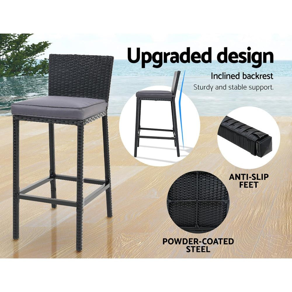 Gardeon Outdoor Bar Set Table Chairs Stools Rattan Patio Furniture 4 Seaters Deals499