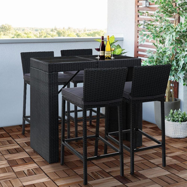 Gardeon Outdoor Bar Set Table Chairs Stools Rattan Patio Furniture 4 Seaters Deals499