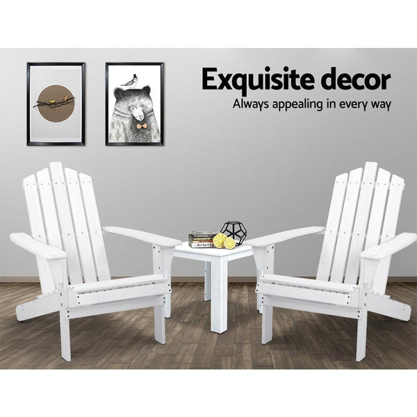 Gardeon Outdoor Sun Lounge Beach Chairs Table Setting Wooden Adirondack Patio Chair White Deals499