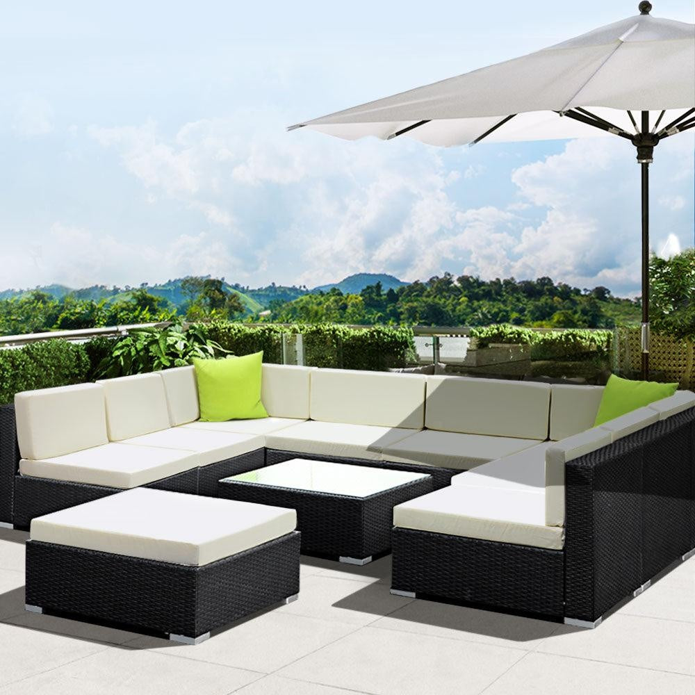 Gardeon 10PC Outdoor Furniture Sofa Set Wicker Garden Patio Lounge Deals499