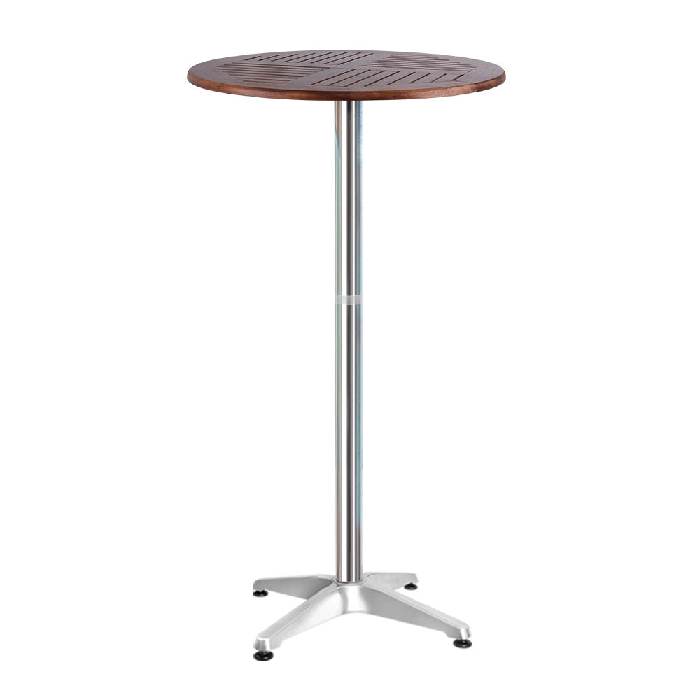 Outdoor Bar Table Furniture Wooden Cafe Table Aluminium Adjustable Round Gardeon Deals499