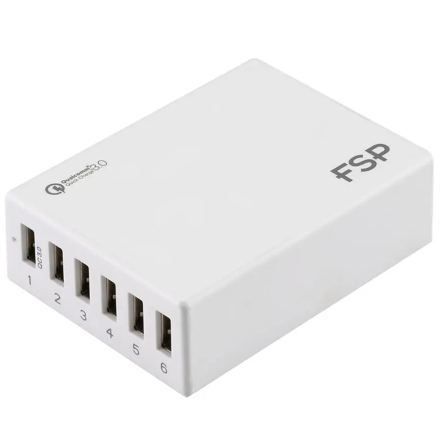 FSP Amport 62 6 ports USB 62W QC 3.0 White Quick Charger - Charge up to 6 mobile devices/1x Qualcomm Quick Charge QC3.0 Fast Charge(LS) FSP