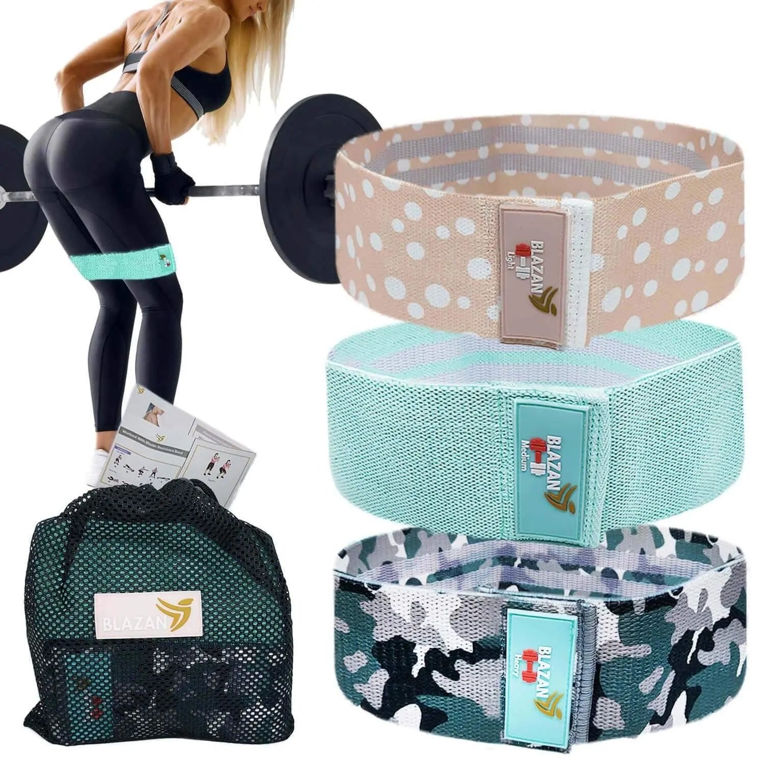 Fabric Resistance Bands Set of 3 Non-Slip Booty Bands for Hip Circle Workout Deals499