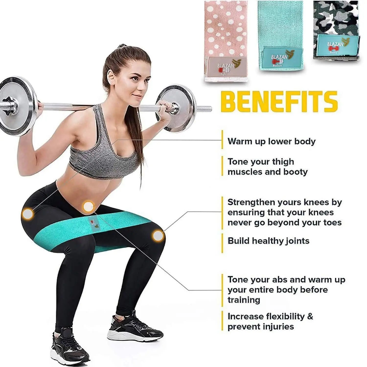 Fabric Resistance Bands Set of 3 Non-Slip Booty Bands for Hip Circle Workout Deals499