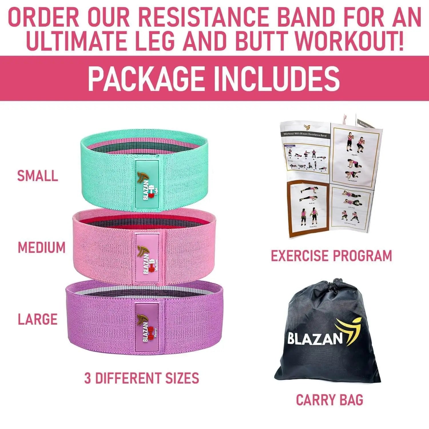 Fabric Resistance Booty Bands | Set of 3 Bands (S, M, L) Deals499