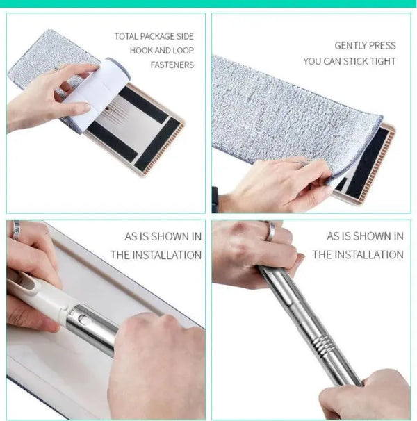 Flat Mop Bucket 360 Rotating Self Wash Cleaning Wet and Dry Pads 3 MOP Heads Set Deals499