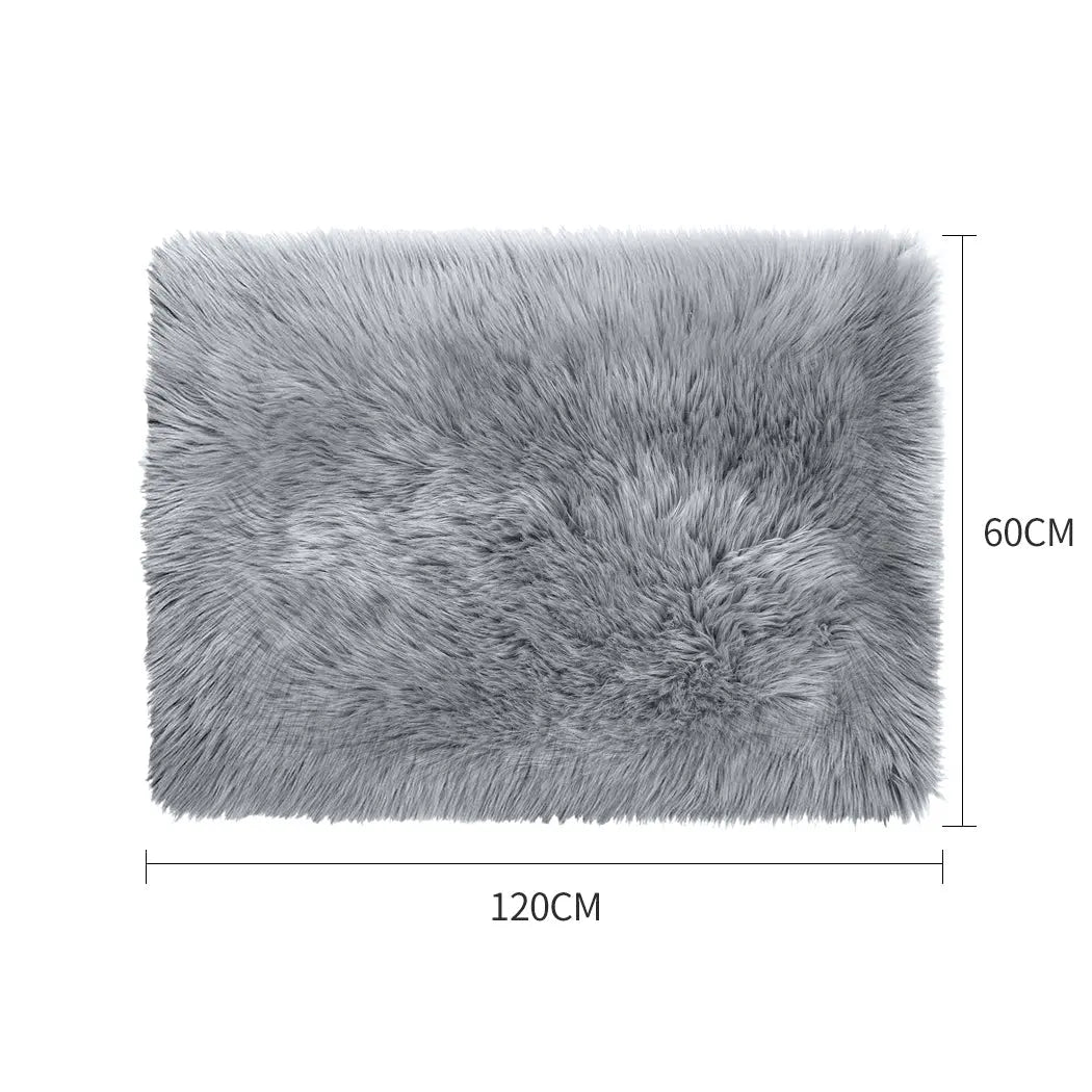Floor Rugs Sheepskin Shaggy Rug Area Carpet Bedroom Living Room Mat 60X120 Grey Deals499