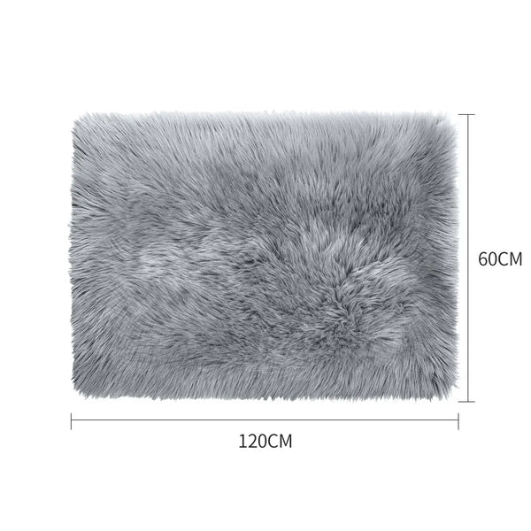 Floor Rugs Sheepskin Shaggy Rug Area Carpet Bedroom Living Room Mat 60X120 Grey Deals499