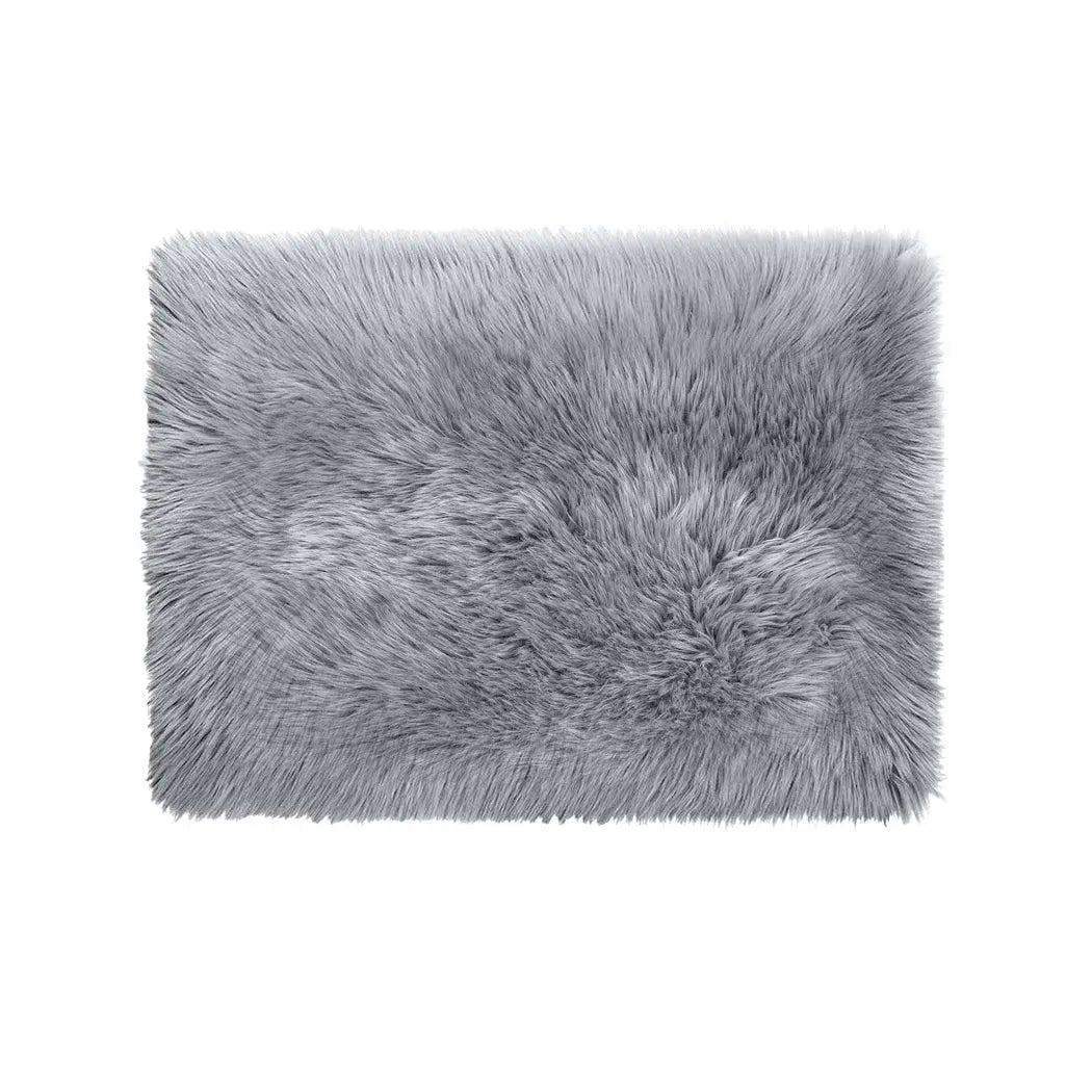 Floor Rugs Sheepskin Shaggy Rug Area Carpet Bedroom Living Room Mat 80X150 Grey Deals499