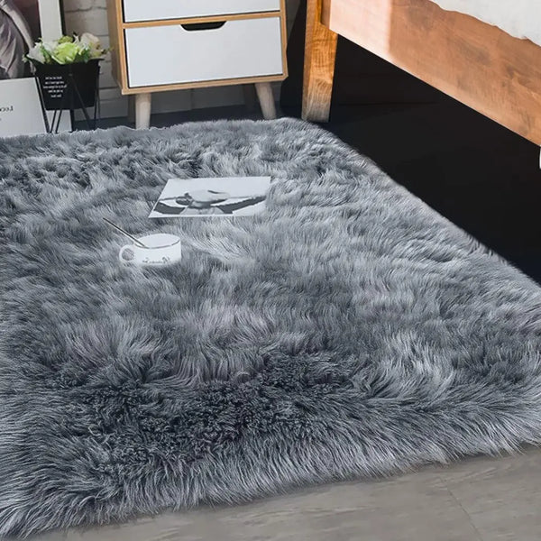 Floor Rugs Sheepskin Shaggy Rug Carpet Bedroom Living Room Mat 80X150 Dark Grey Deals499