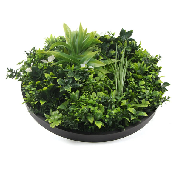 Flowering White Artificial Green Wall Disc UV Resistant 100cm (Black Frame) Deals499