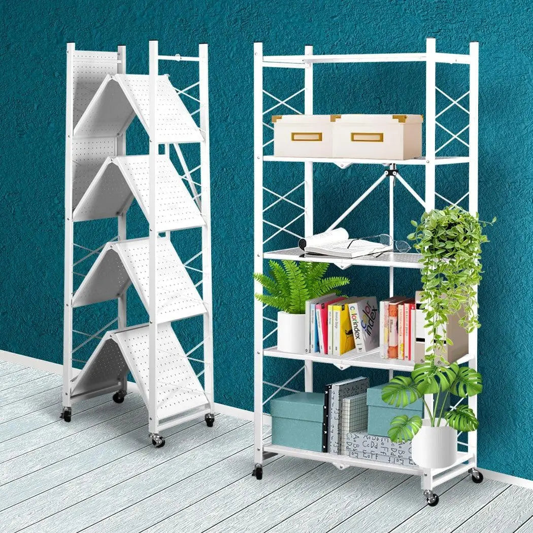 Foldable Storage Shelf Display Rack Bookshelf Bookcase Shelving Metal Organiser Deals499