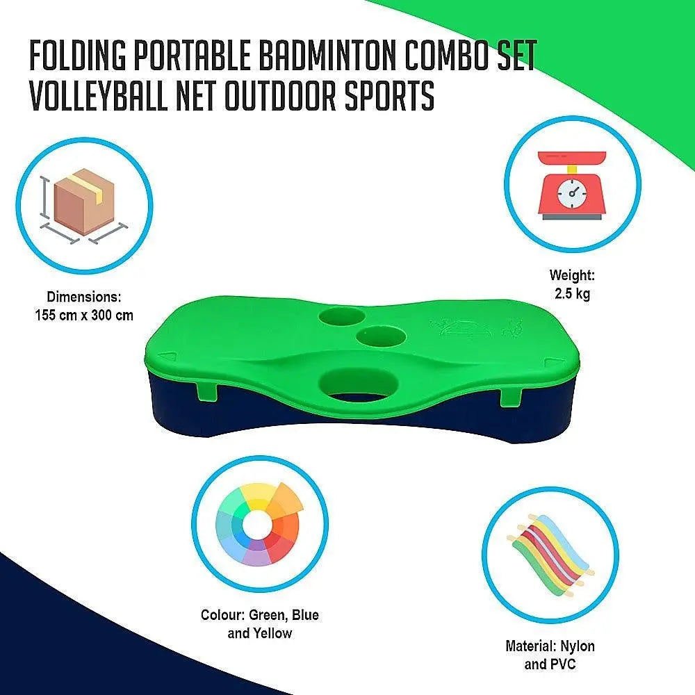 Folding Portable Badminton Combo Set Volleyball Net Outdoor Sports Deals499