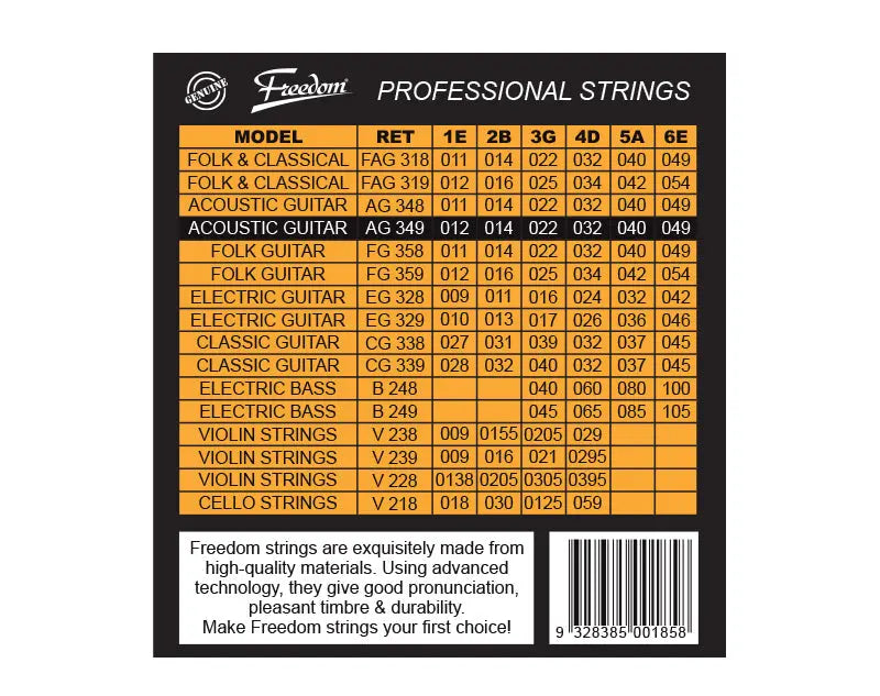 Freedom 10 Pack Acoustic Guitar Strings - Medium Gauge AG349-10PK Deals499
