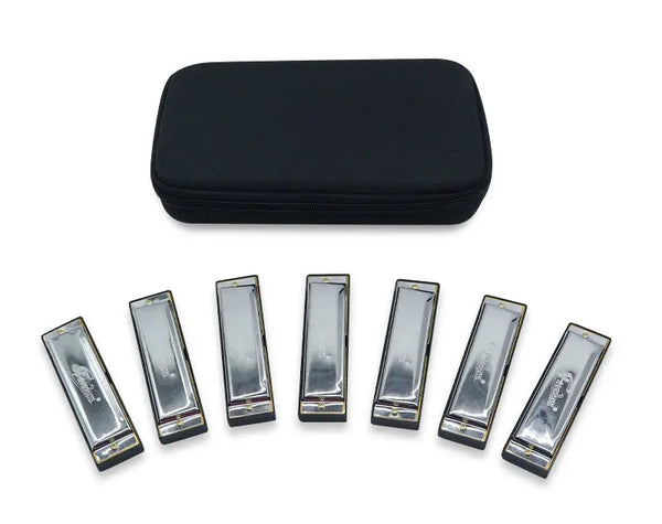 Freedom 7 Pack Harmonica Set Key of A B Flat C D E F G | 10 Hole MH1020-7 Deals499