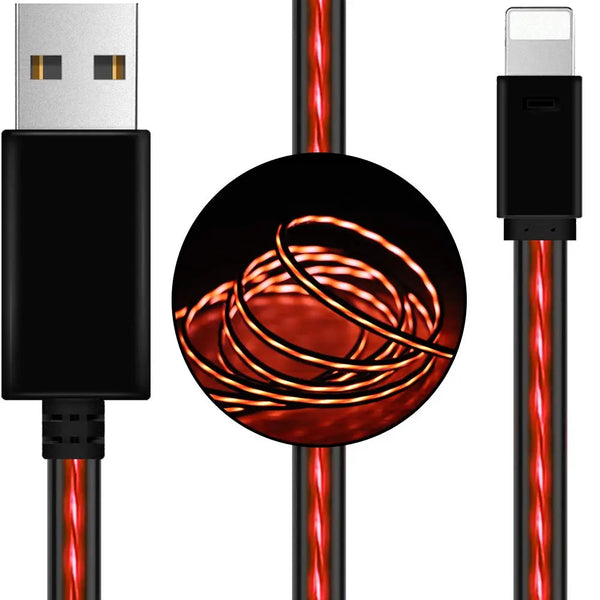GENERIC 1m LED Light Up Visible Flowing USB Lightning Data Sync Charger Cable Pink Charging Cord for iPhone 5 6 7 8 Plus Mobile Phone GENERIC