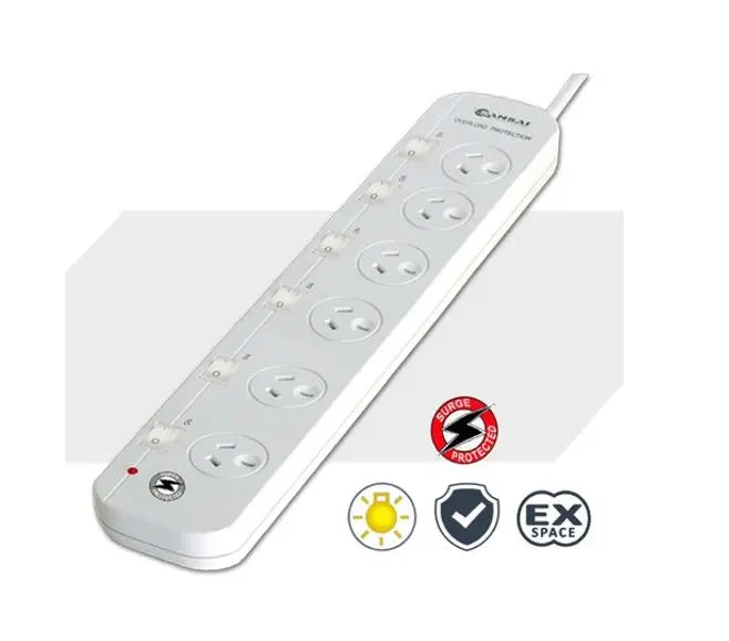 GENERIC 6-Way Power Board (661SW) with Individual Switches and Surge Protection GENERIC