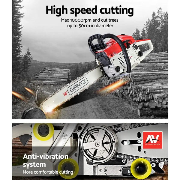 GIANTZ 45CC Petrol Commercial Chainsaw Chain Saw Bar E-Start Pruning Deals499