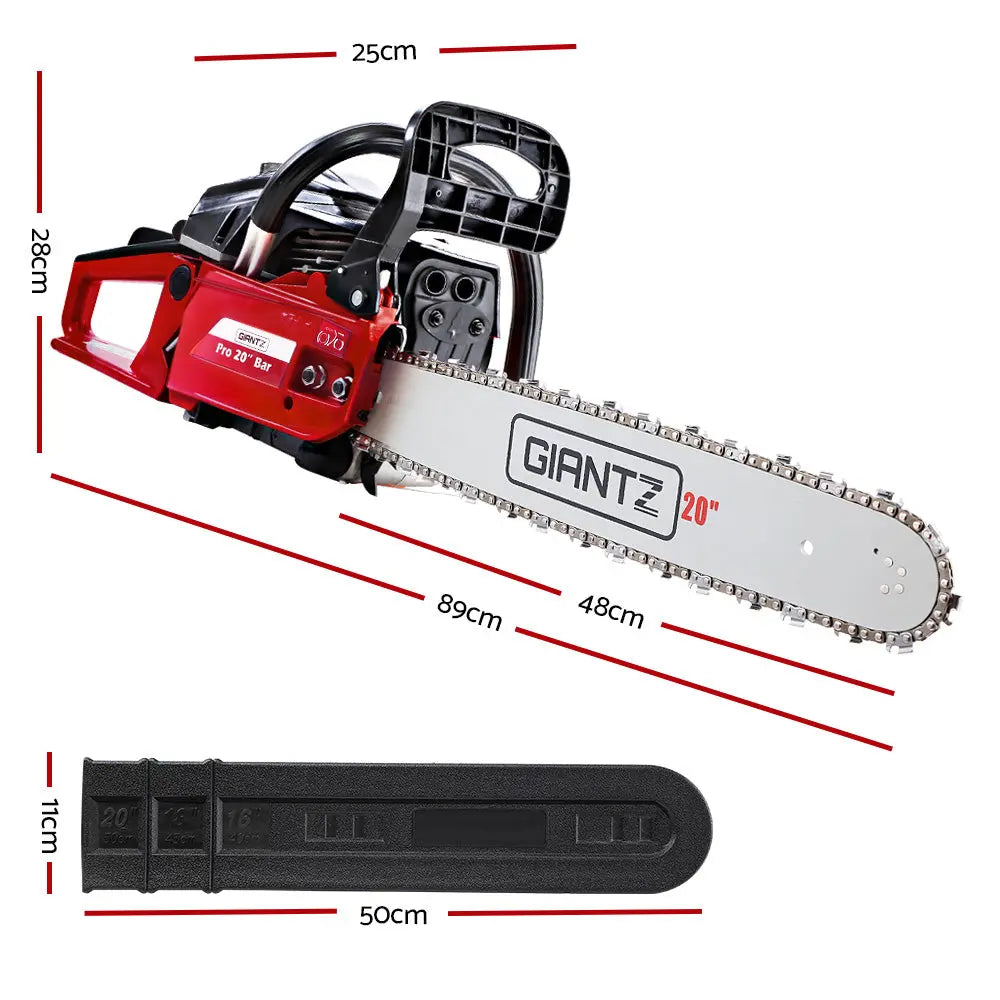 GIANTZ 52CC Petrol Commercial Chainsaw Chain Saw Bar E-Start Black Deals499