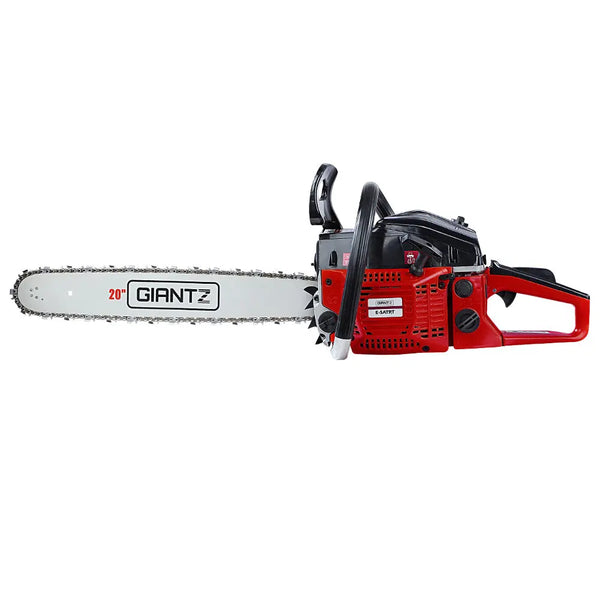 GIANTZ 52CC Petrol Commercial Chainsaw Chain Saw Bar E-Start Black Deals499