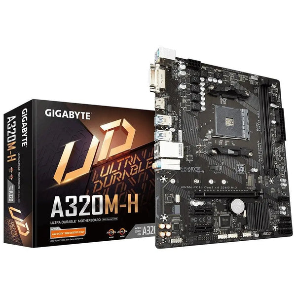 GIGABYTE A320M-H 2.0 Ryzen AM4 mATX MB 2xDDR4 3xPCIE M.2 HDMI DVI RAID Realtek GbE LAN 4xSATA3 4xUSB3.1 GA-A320M-H GIGABYTE