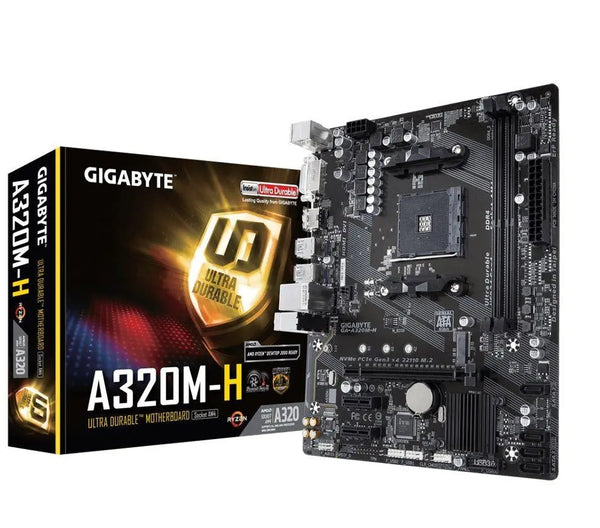 GIGABYTE A320M-H Ryzen AM4 mATX MB 2xDDR4 3xPCIE M.2 HDMI DVI RAID Realtek GbE LAN 4xSATA3 4xUSB3.1 (LS) GIGABYTE