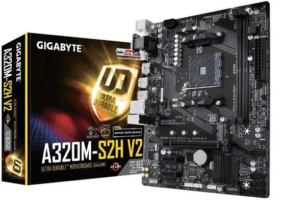 GIGABYTE A320M S2H V2 Ryzen AM4 mATX MB 2xDDR4 3xPCIE M.2 HDMI DVI RAID Realtek GbE LAN 4xSATA 2xUSB3.1 GIGABYTE