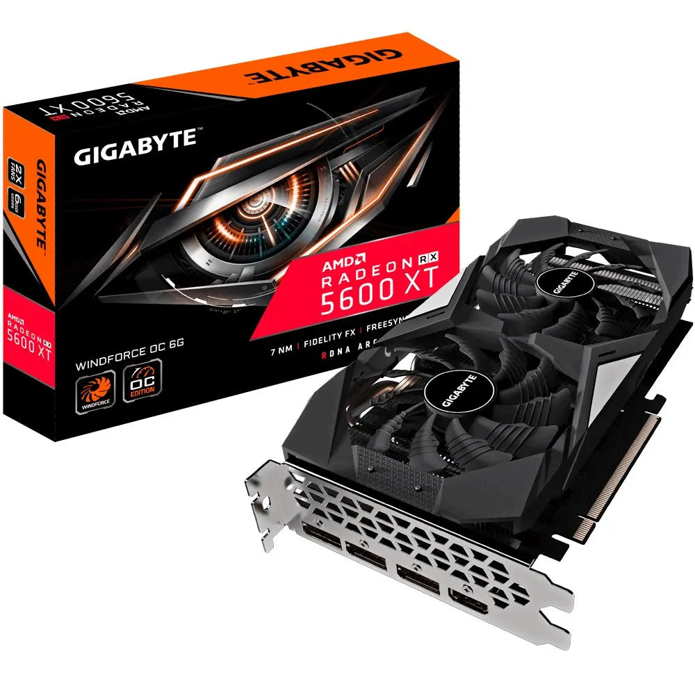 GIGABYTE AMD Radeon RX 5600 XT WINDFORCE OC 6GB V2 GDDR6 1620/1460 MHz Windforce 2X Fans PCIe 4.0 8K 7680x4320@60Hz 4xDisplays 3xDP HDMI GIGABYTE