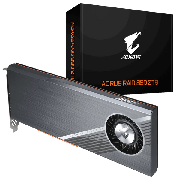 GIGABYTE AORUS RAID AIC NVMe PCIe x4 Gen4 SSD 2TB (4x 512GB) - 6300/6000MB/s 610K/530K IOPS 3D TLC Phison E12 700TBW 2048MB 1.8 Mil MTBF 5yrs GIGABYTE