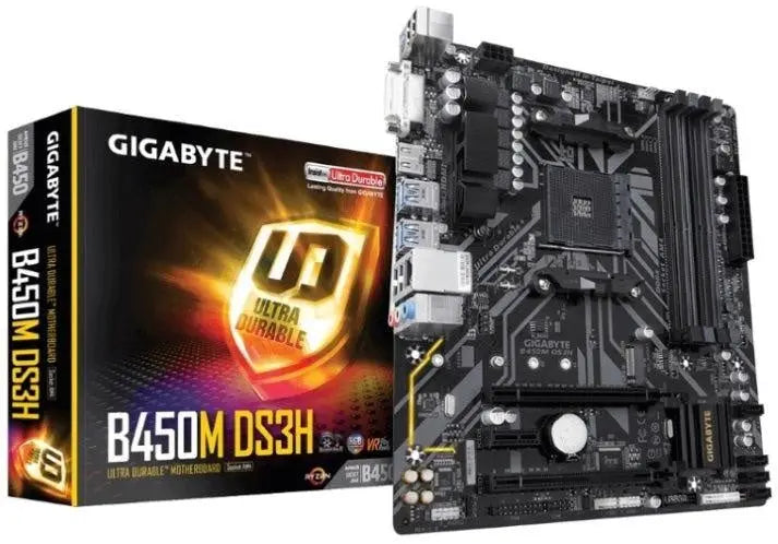 GIGABYTE B450M DS3H AMD Ryzen Gen3 AM4 mATX Motherboard 4xDDR4 3xPCIE 1xM.2 DVI HDMI RAID GbE LAN 4xSATA 2xUSB3.1 8xUSB2.0 CF (LS) GIGABYTE