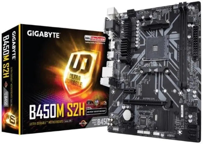 GIGABYTE B450M S2H AMD Ryzen Gen3 AM4 mATX Motherboard 2xDDR4 3xPCIE 1xM.2 VGA DVI HDMI RAID GbE LAN 4xSATA 4xUSB3.1 6xUSB2.0 Quad CrossFire RGB (LS) GIGABYTE