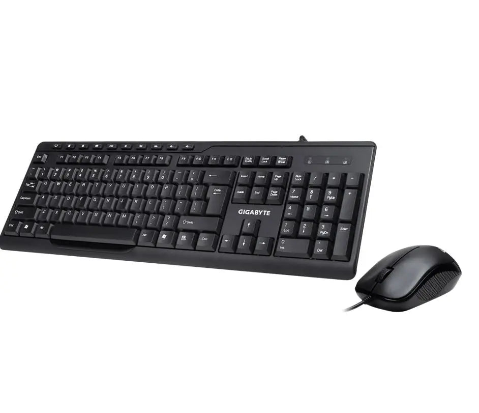 GIGABYTE KM6300 USB Wired Keyboard & Mouse Combo multimedia controls 1000dpi Adjustable Portable slim receiver Stylish design comfort (LS) GIGABYTE