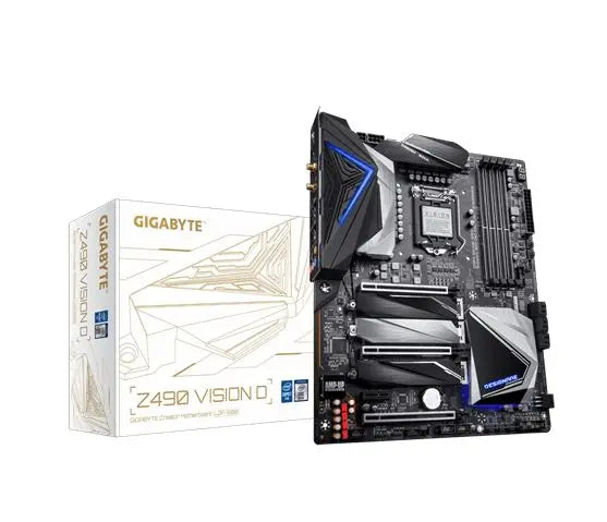 GIGABYTE Z490 VISION D Intel ATX Motherboard 4xDDR4 3xPCIe 3xM.2 6xSATA RAID 2.5GbE LAN 10th Gen LGA1200 WiFi BT Crossfire SLI RGB 1xDP 1xHDMI 1xUSB-C GIGABYTE