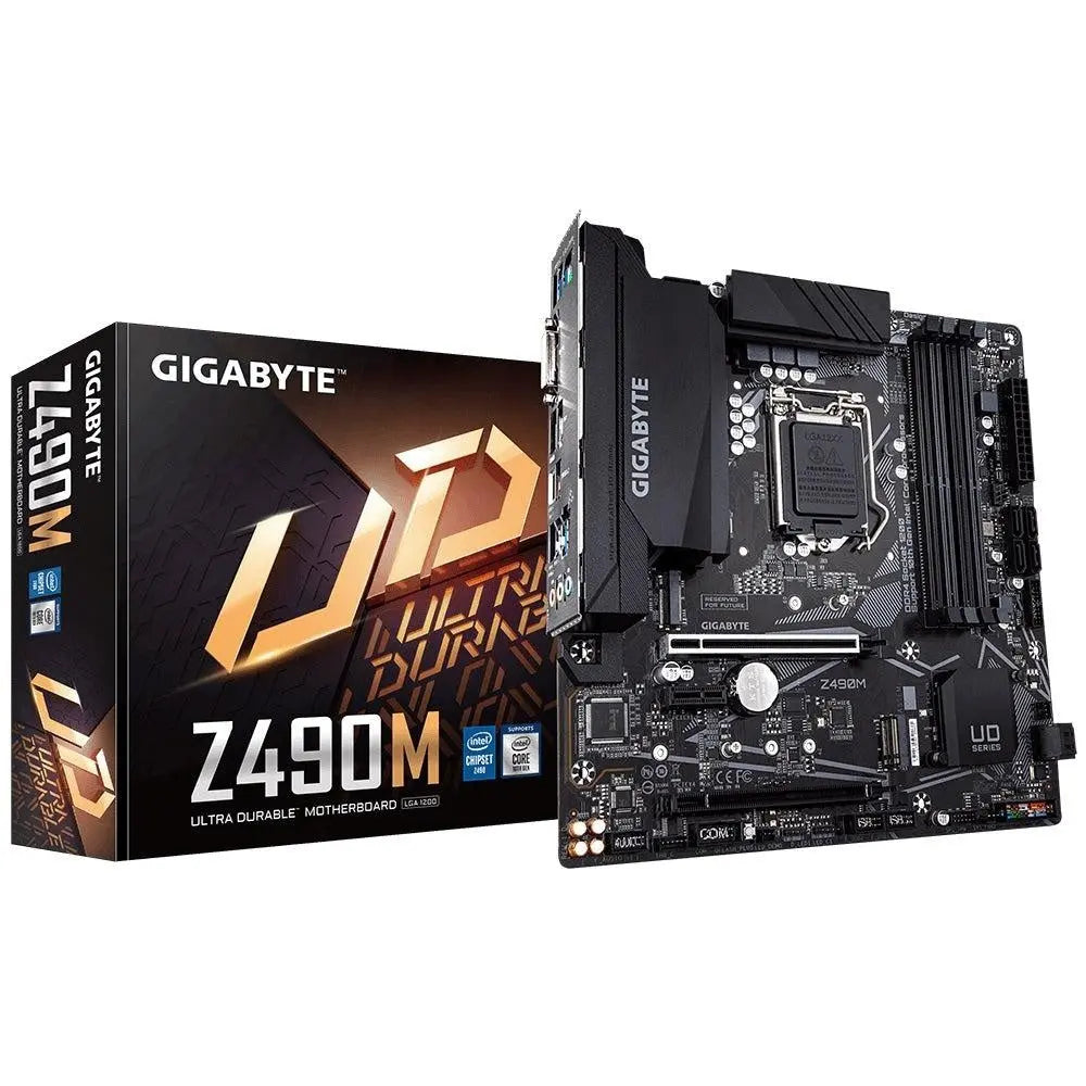 GIGABYTE Z490M Intel Micro ATX Motherboard 4xDDR4 3xPCIe 1xM.2 6xSATA RAID (1000 Mbit/100 Mbit) LAN 10th Gen LGA1200 Crossfire RGB 1xDP 1xHDMI DVI-D GIGABYTE