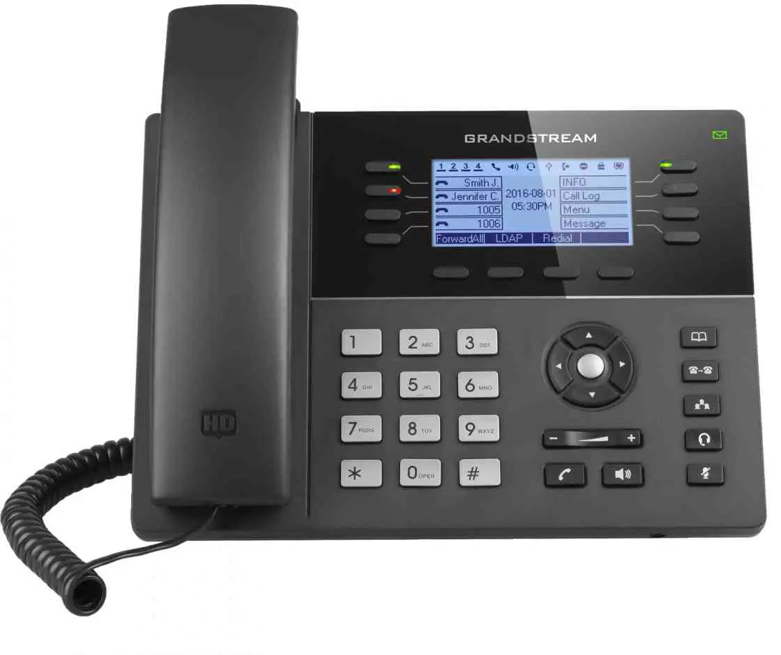 GRANDSTREAM GXP1782 8 Line IP Phone, 4 SIP Accounts, 200x80 Pixel Backlit Display, HD Audio, Dual-Switched Gigabit Port, Powerable Via POE. GRANDSTREAM