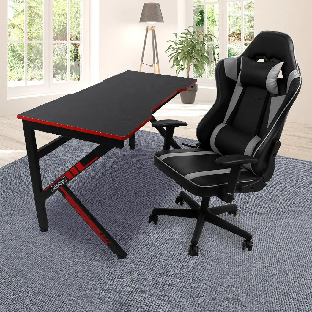 Gaming Chair Desk Computer Gear Set Racing Desk Office Laptop Chair Study Home K shaped Desk Silver Chair Deals499