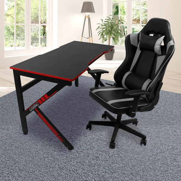 Gaming Chair Desk Computer Gear Set Racing Desk Office Laptop Chair Study Home K shaped Desk Silver Chair Deals499