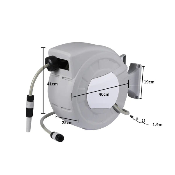 Garden Hose Reel Retractable Spray Gun Nozzle Water Wall Bracket Auto Rewind 20M Deals499