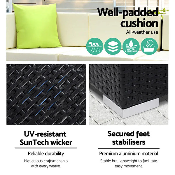 Gardeon 10PC Sofa Set with Storage Cover Outdoor Furniture Wicker Deals499