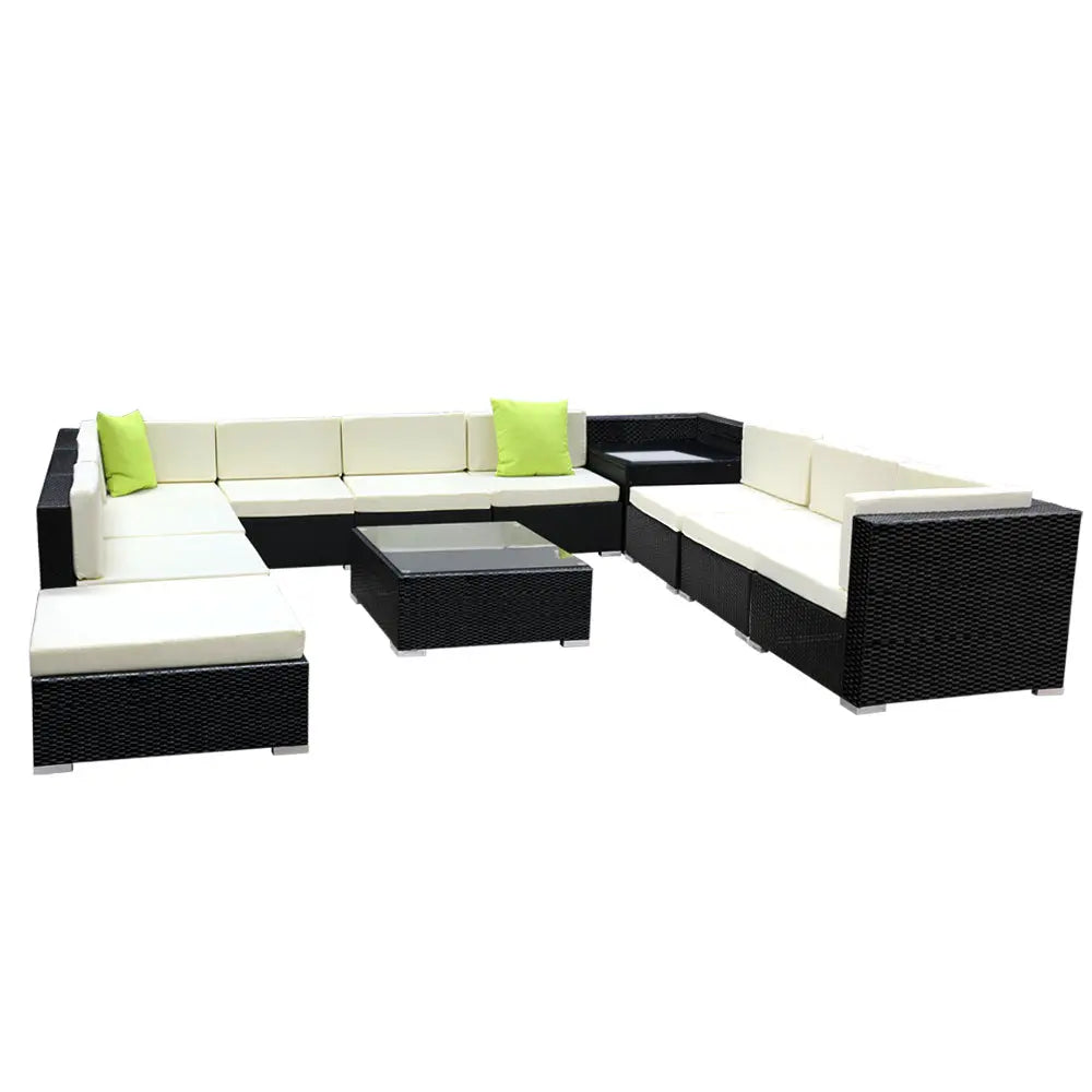 Gardeon 12PC Sofa Set with Storage Cover Outdoor Furniture Wicker Deals499