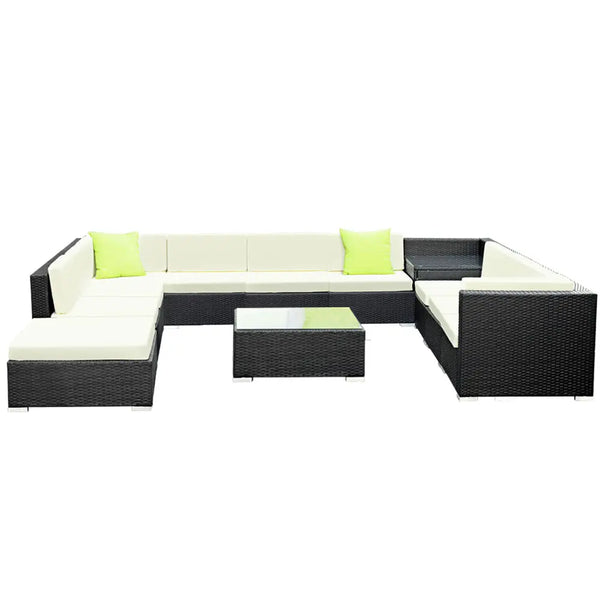 Gardeon 12PC Sofa Set with Storage Cover Outdoor Furniture Wicker Deals499