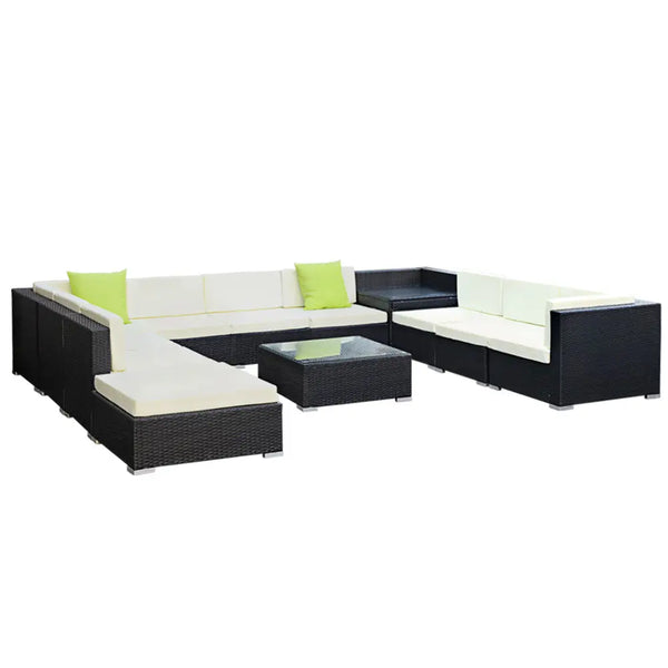 Gardeon 12PC Sofa Set with Storage Cover Outdoor Furniture Wicker Deals499